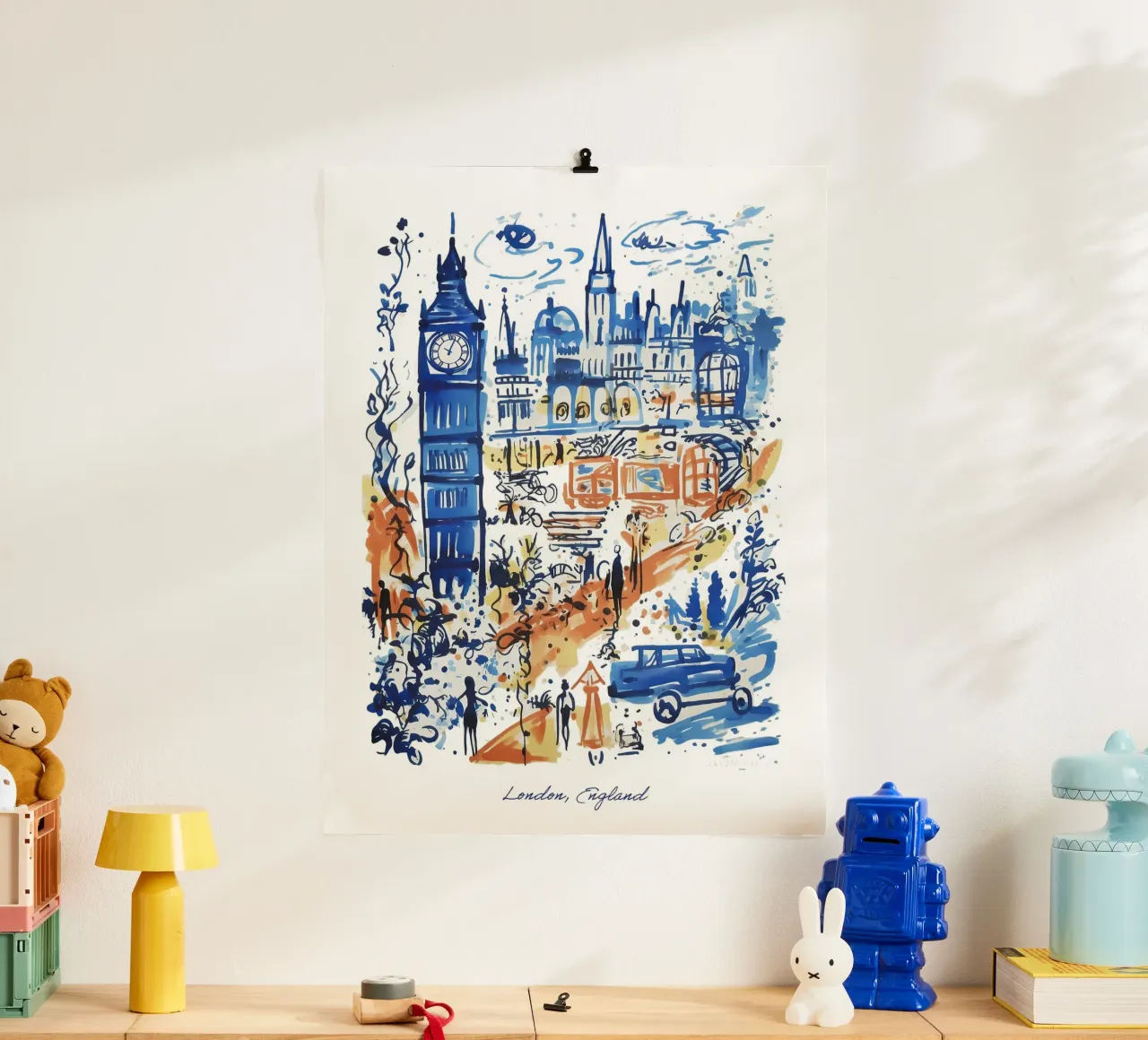 Londra, Inghilterra, Illustrazione Line Art City Travel Art poster da Peaches Art Prints
