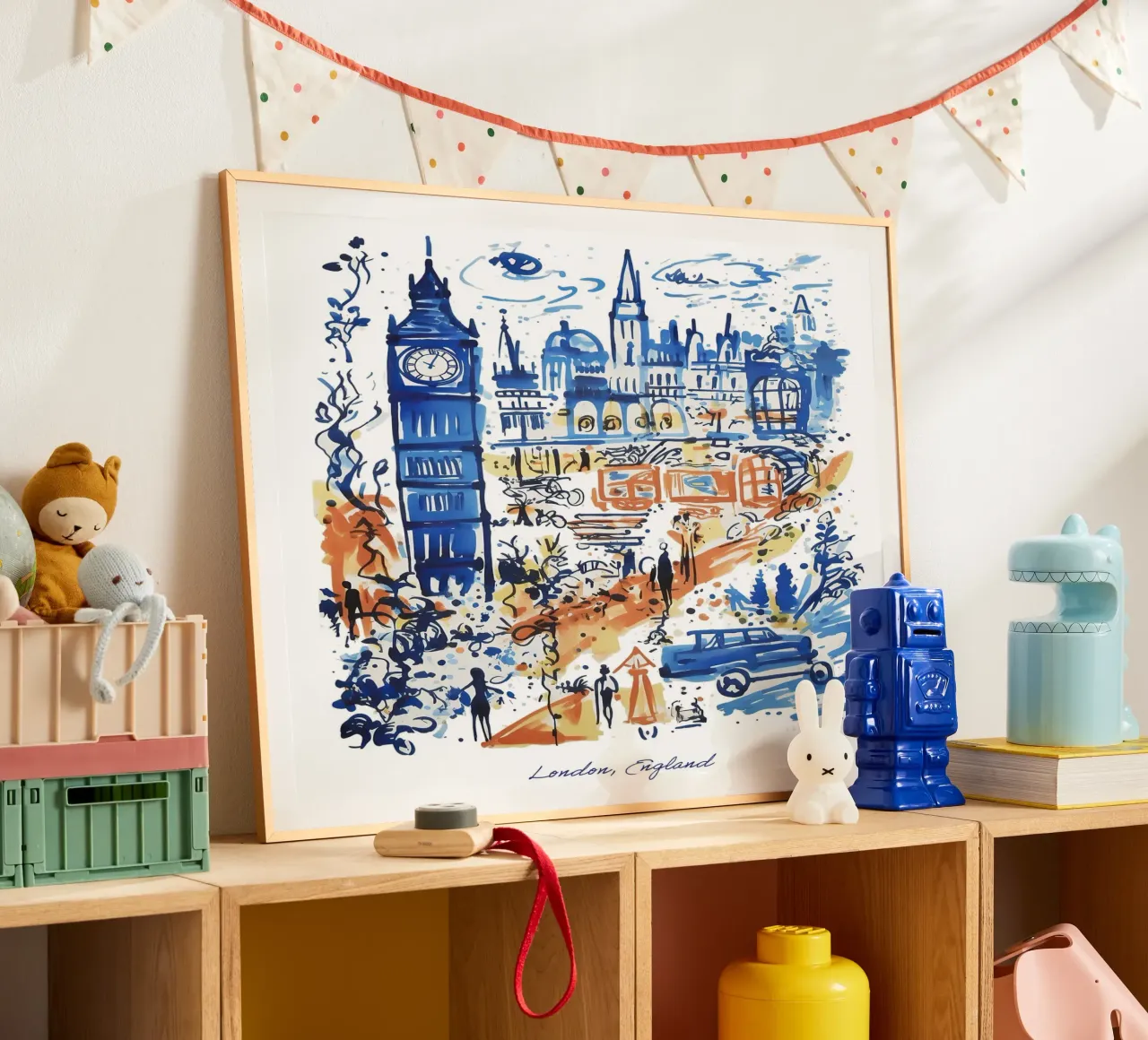 Londra, Inghilterra, Illustrazione Line Art City Travel Art poster da Peaches Art Prints