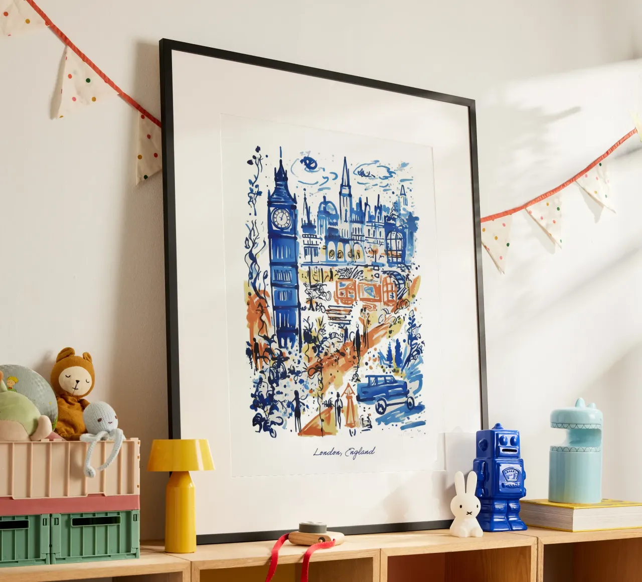 Londra, Inghilterra, Illustrazione Line Art City Travel Art poster da Peaches Art Prints