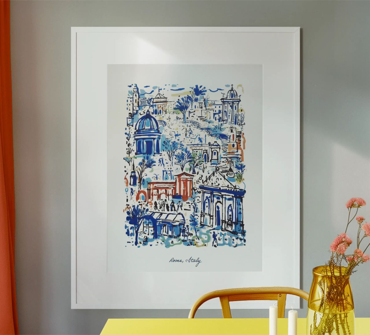 Rome, Italie, Landmarks Illustration Line Art Travel poster de Peaches Art Prints