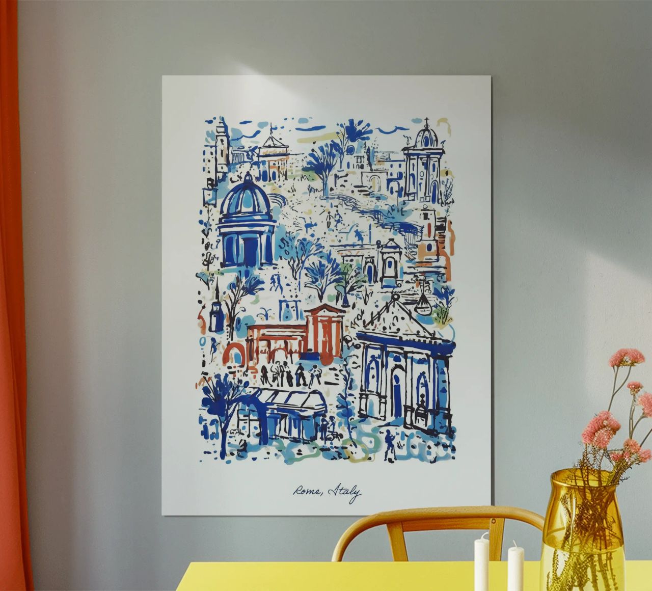Rome, Italie, Landmarks Illustration Line Art Travel poster de Peaches Art Prints