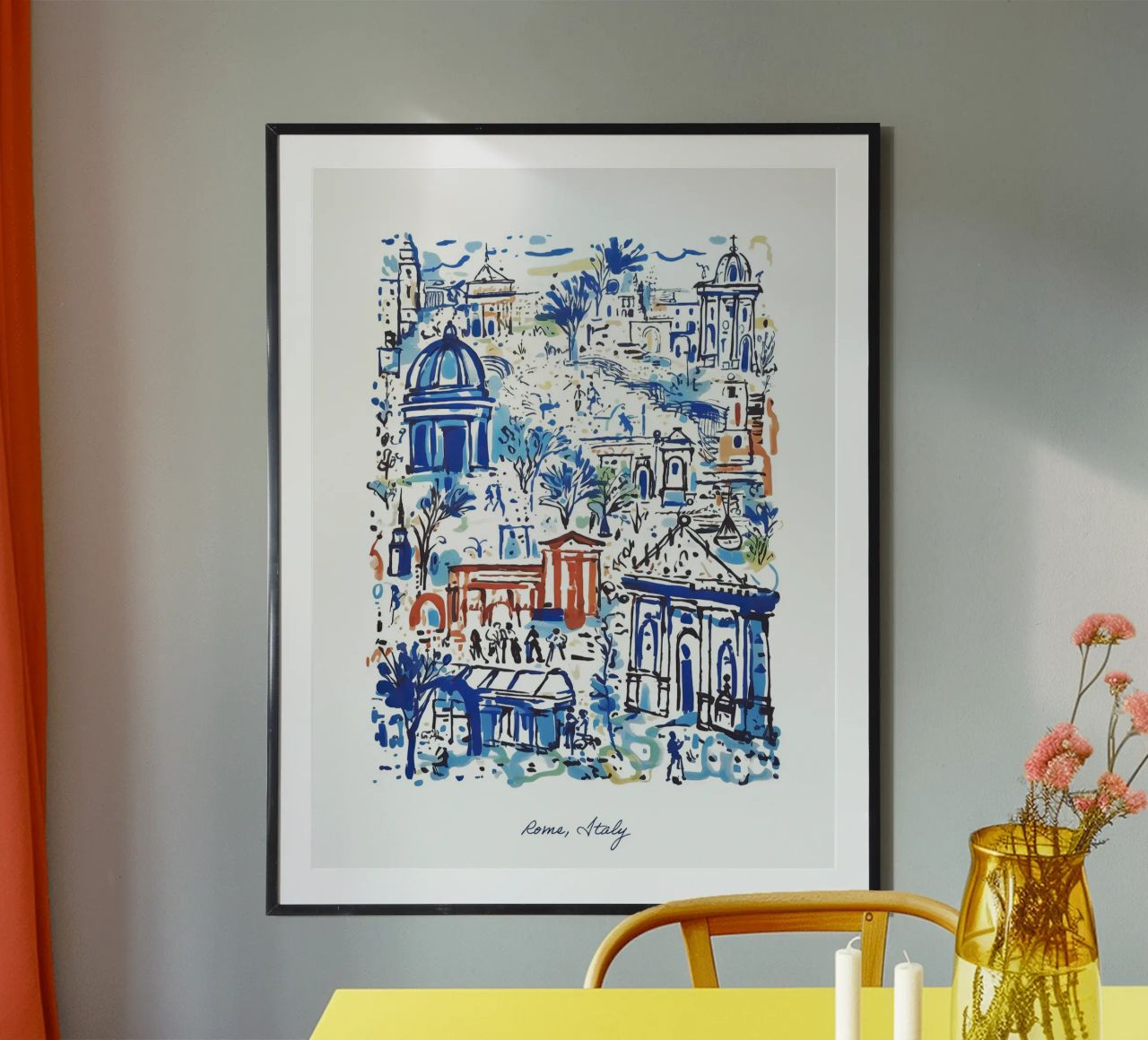 Rome, Italie, Landmarks Illustration Line Art Travel poster de Peaches Art Prints