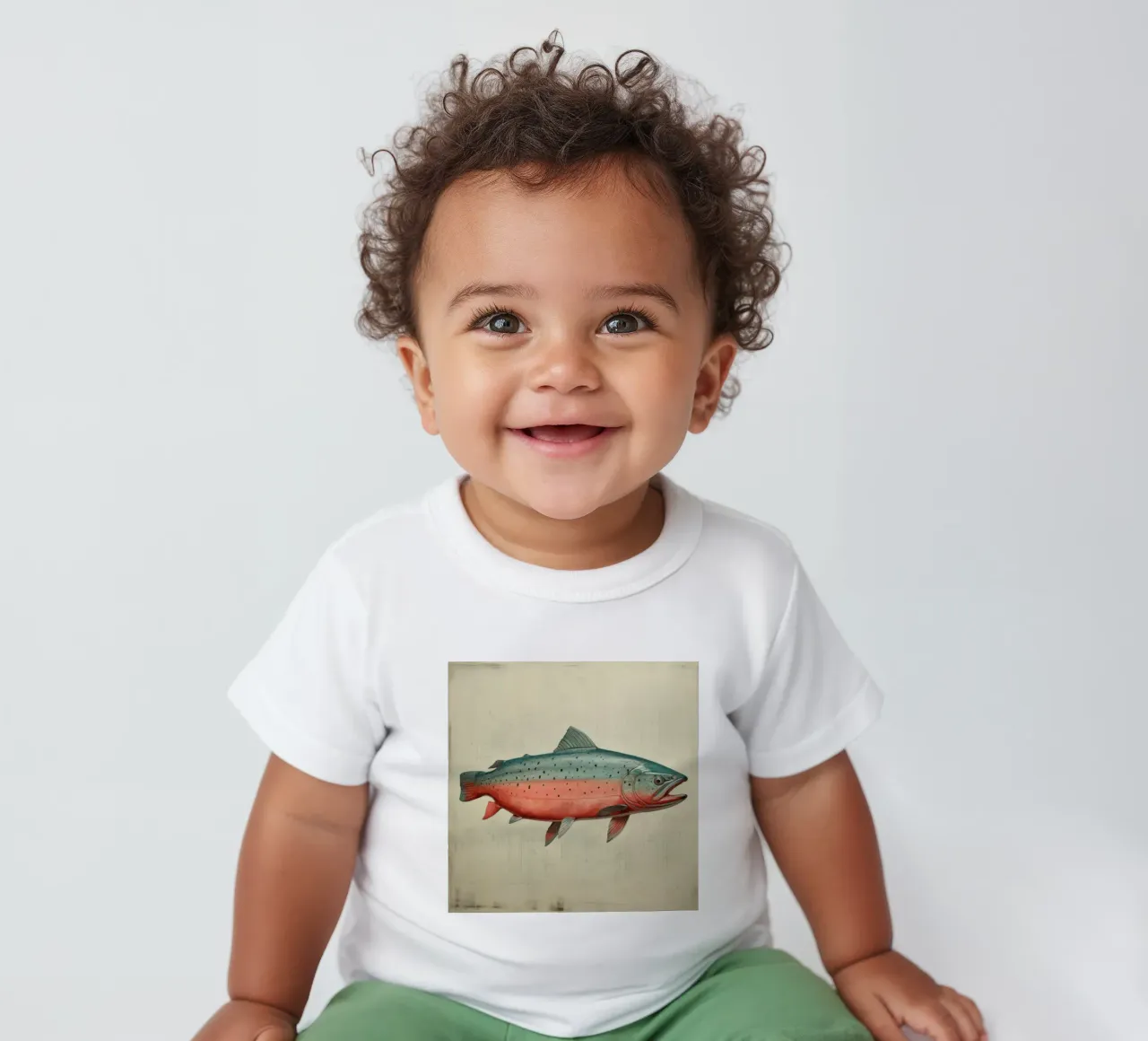 Salmone minimo 2 maglietta neonato da Minimal Animal Art