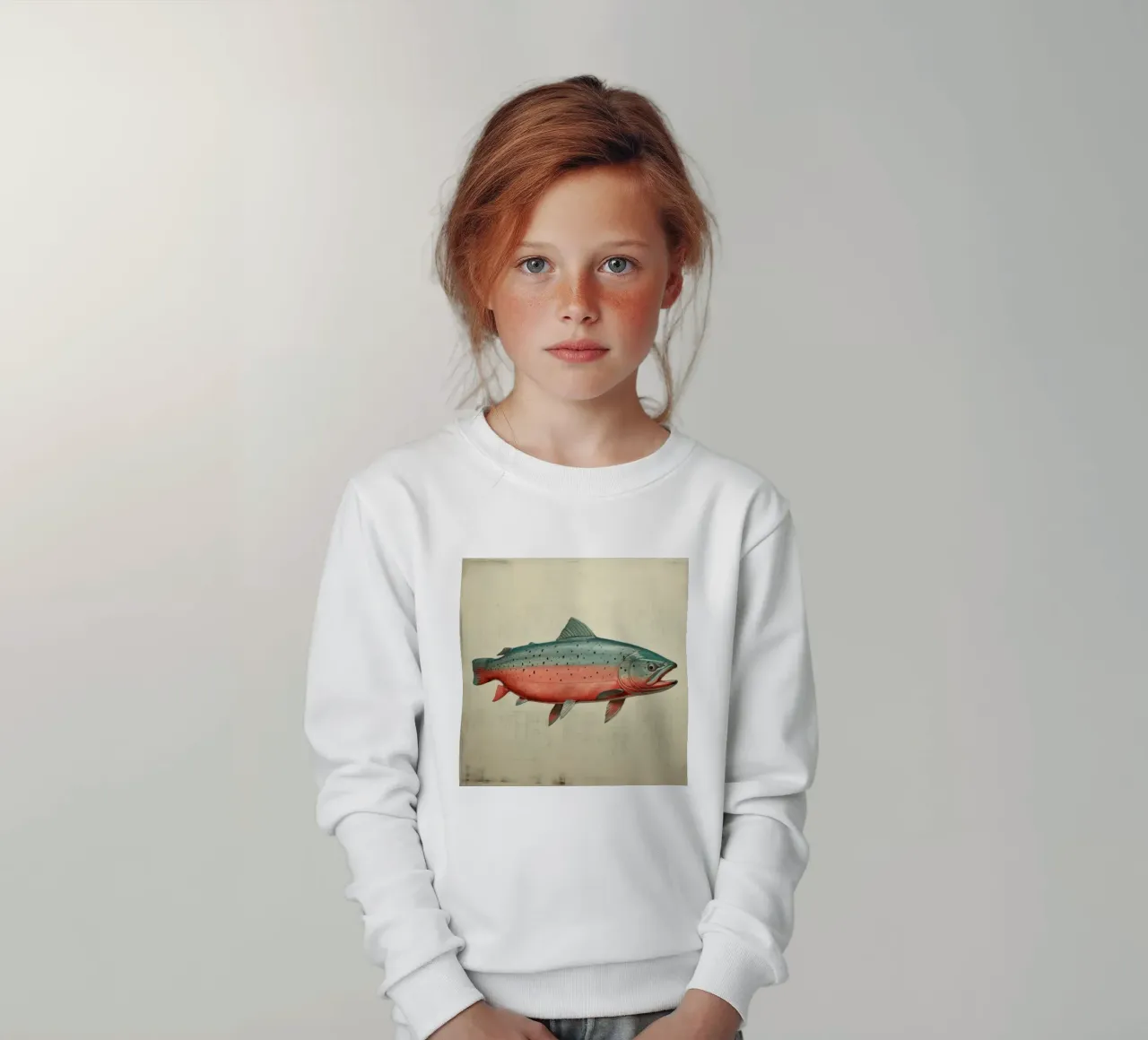Salmone minimo 2 felpa bambino da Minimal Animal Art