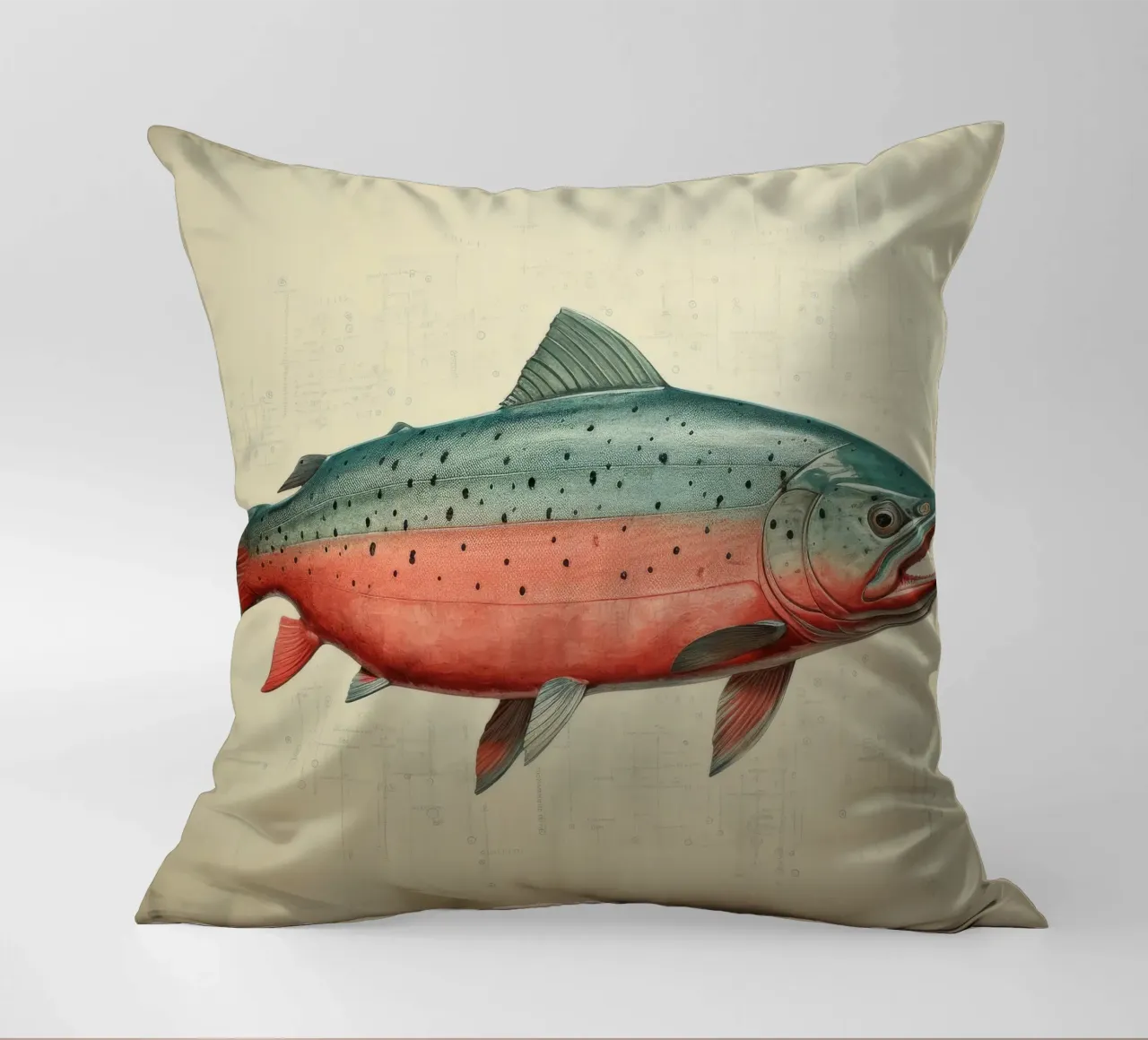 Salmone minimo 2 cuscino da Minimal Animal Art