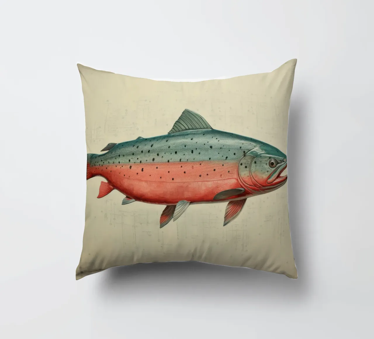 Salmone minimo 2 cuscino da Minimal Animal Art