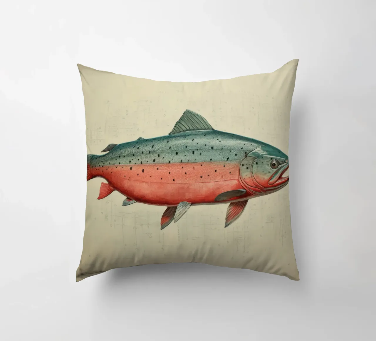 Salmone minimo 2 cuscino da Minimal Animal Art