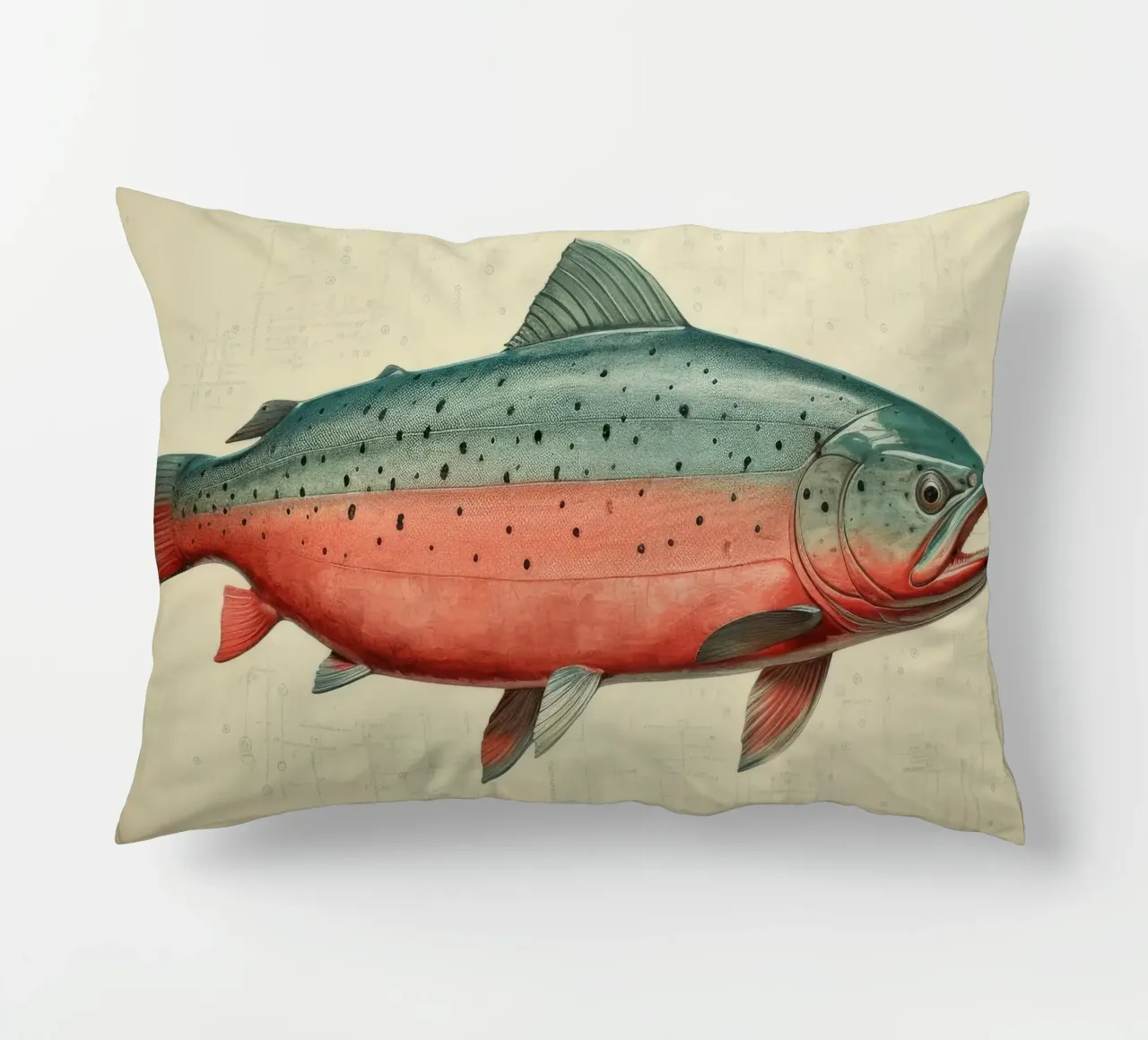 Salmone minimo 2 cuscino da Minimal Animal Art