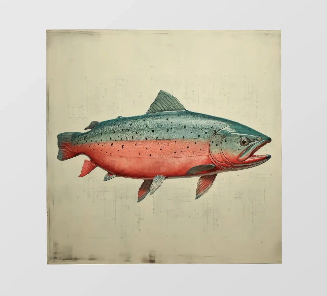Salmone minimo 2 pellicola backlit da Minimal Animal Art