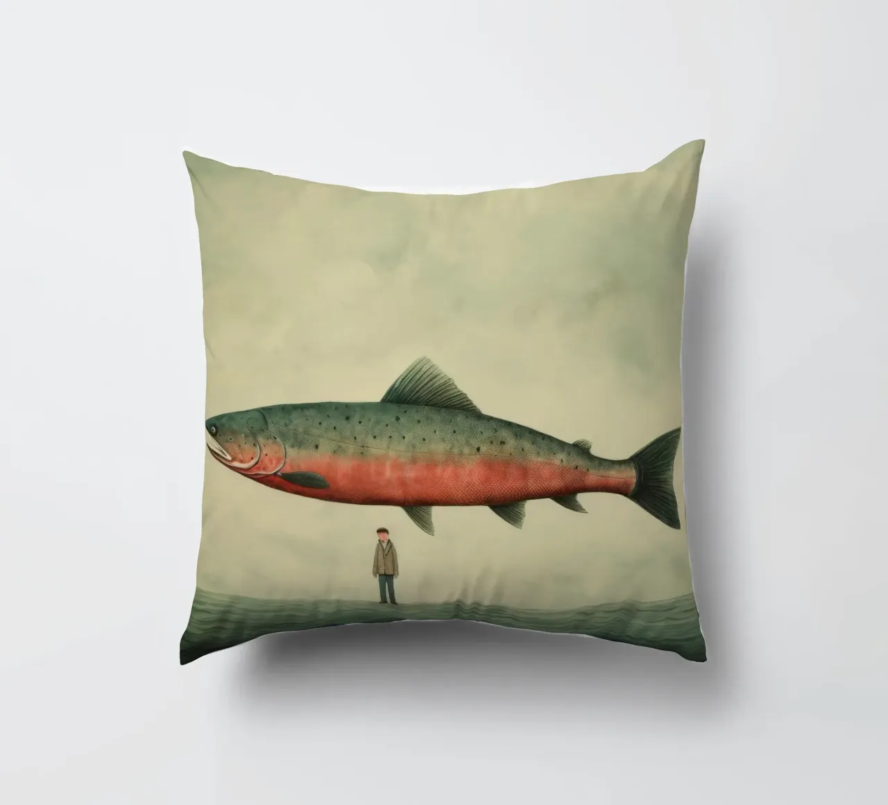 Salmone minimo 3 cuscino da Minimal Animal Art
