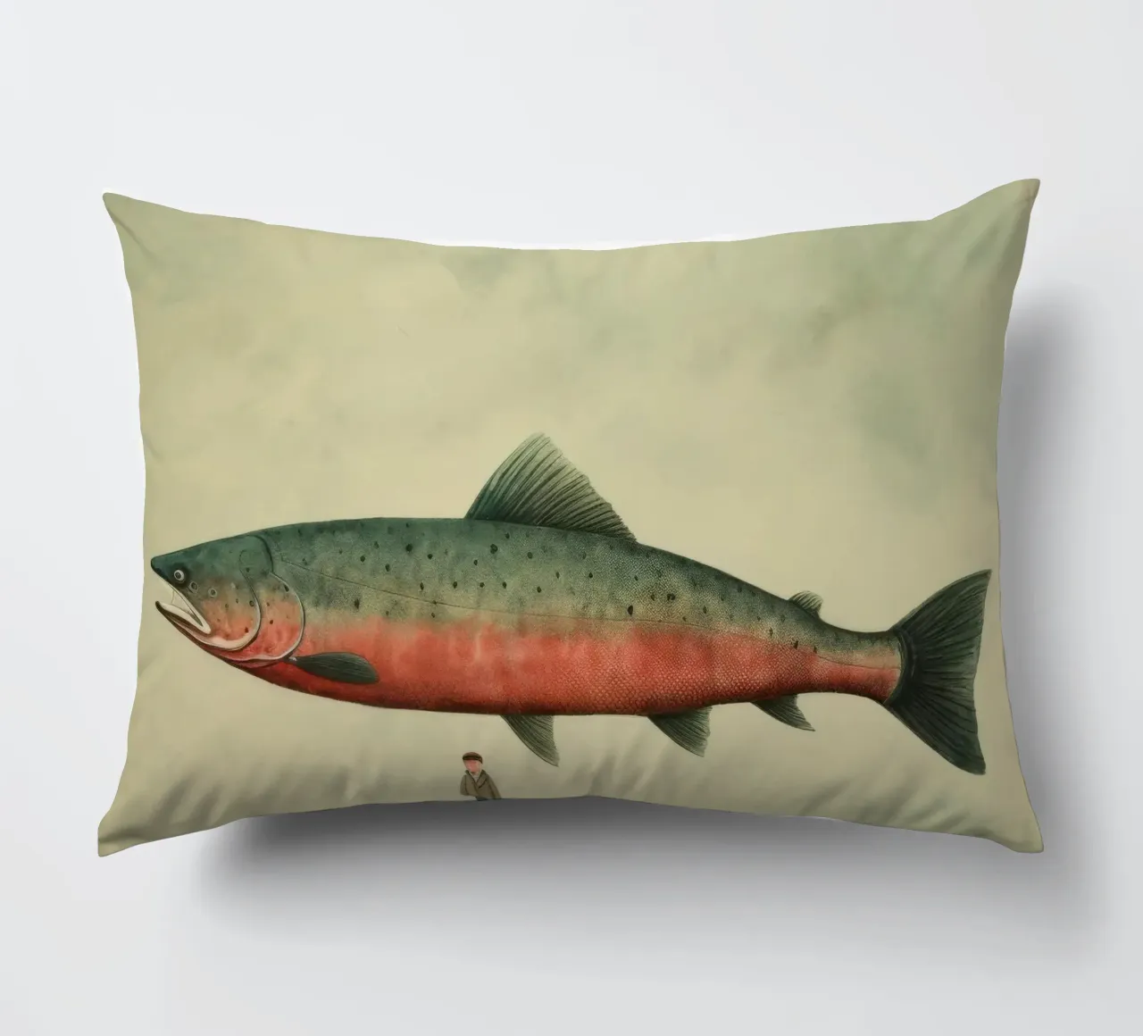 Salmone minimo 3 cuscino da Minimal Animal Art