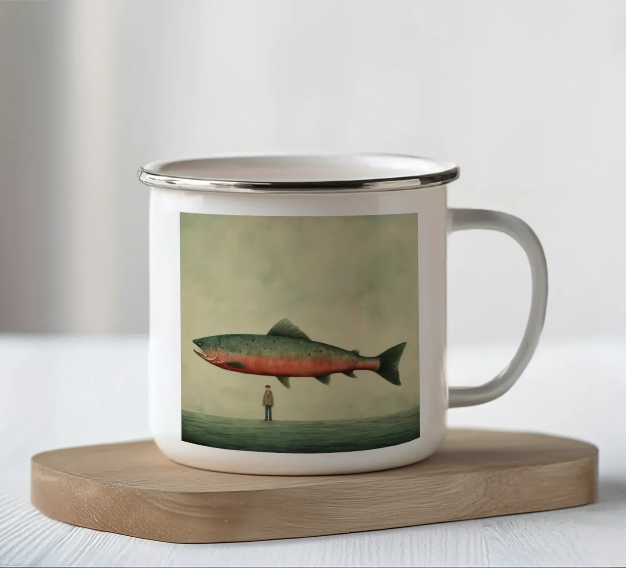 Salmone minimo 3 tazza in smalto da Minimal Animal Art
