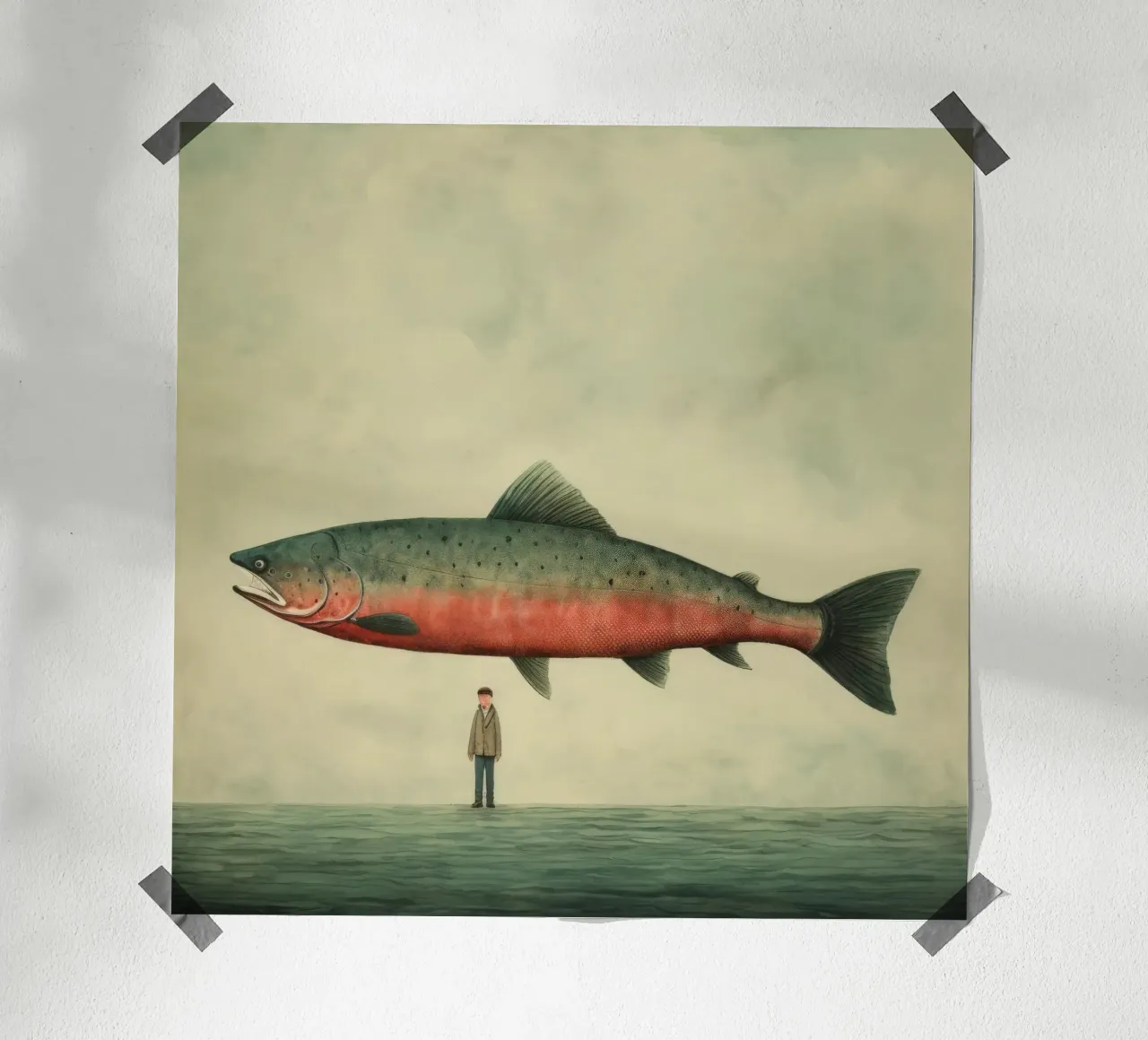 Salmone minimo 3 carta hahnemühle da Minimal Animal Art