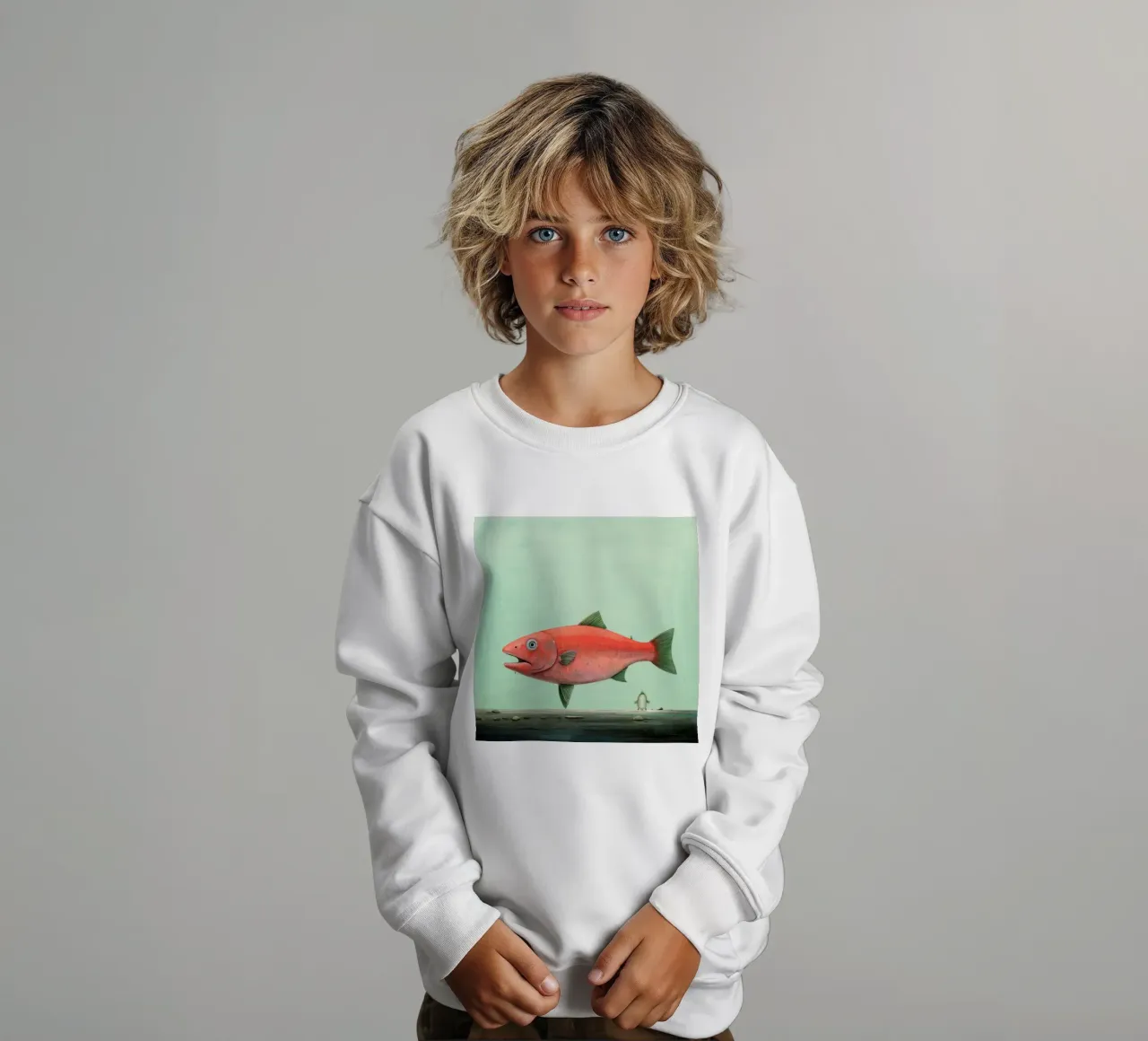 Salmone minimo 4 felpa bambino da Minimal Animal Art