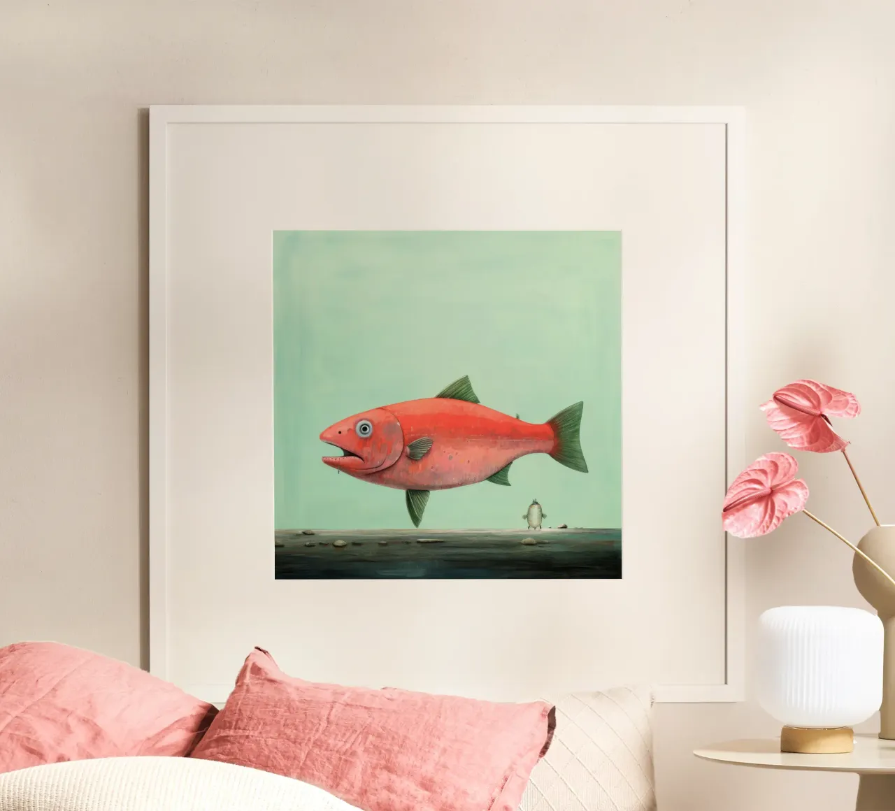 Minimo Salmone poster da Minimal Animal Art