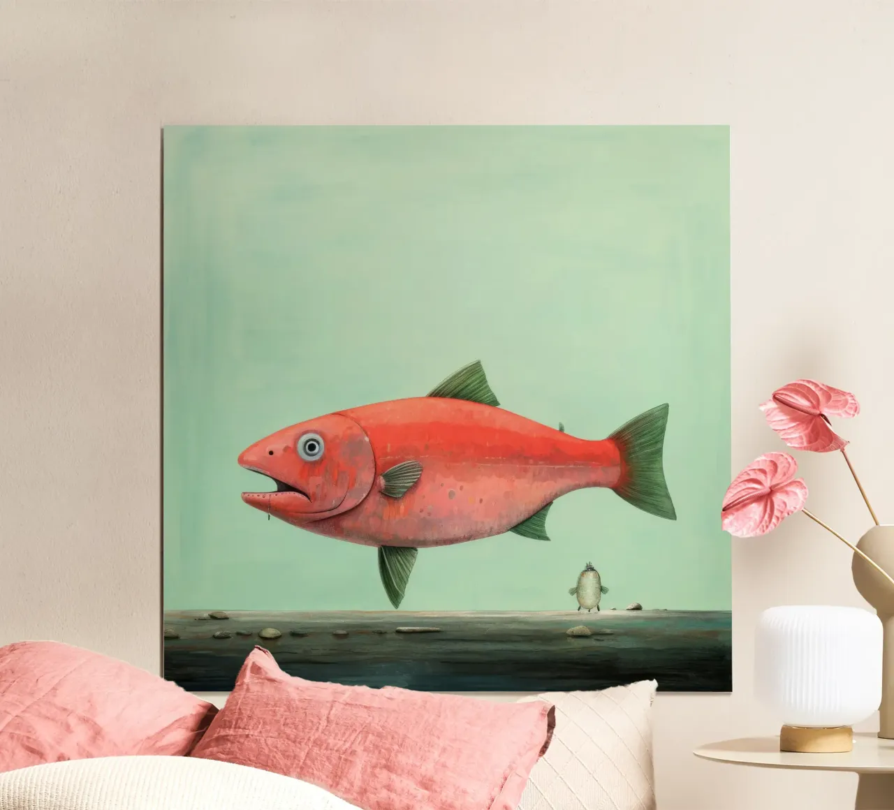 Minimo Salmone poster da Minimal Animal Art
