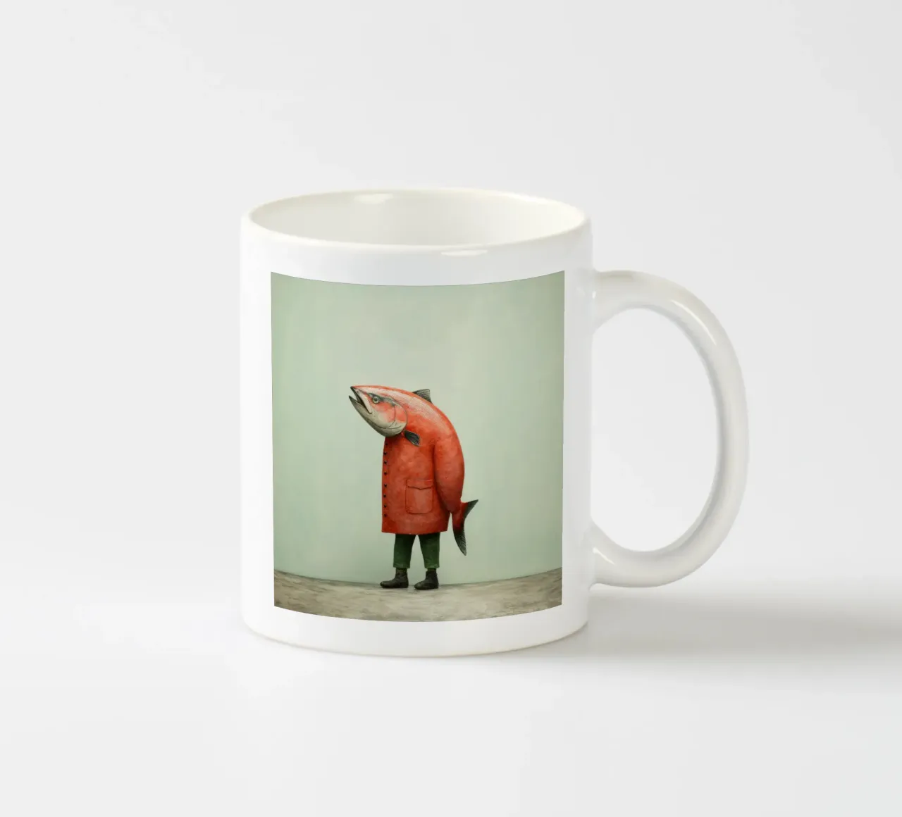 Salmone minimo 1 tazza in ceramica da Minimal Animal Art