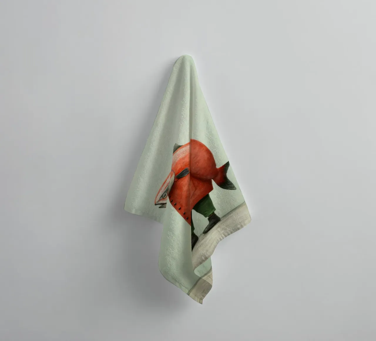 Salmone minimo 1 asciugamano da bagno da Minimal Animal Art