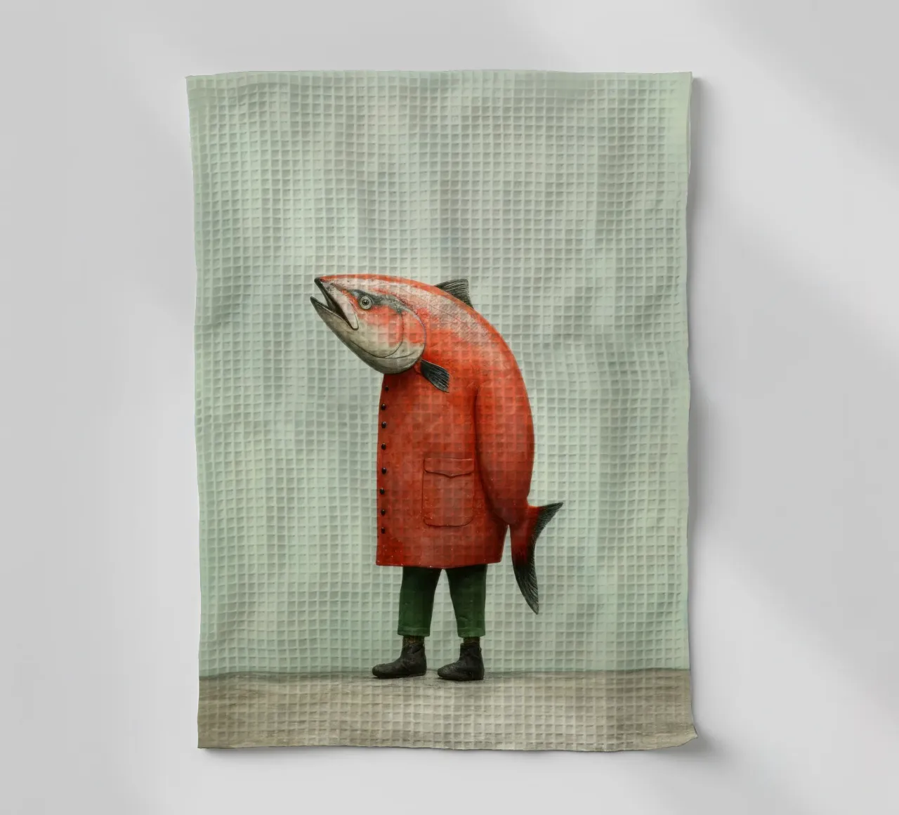 Salmone minimo 1 canovaccio da cucina da Minimal Animal Art