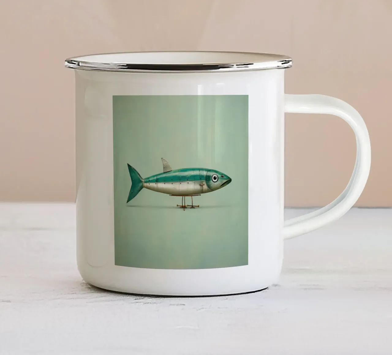 Minimal Sardine 2 tazza in smalto da Minimal Animal Art