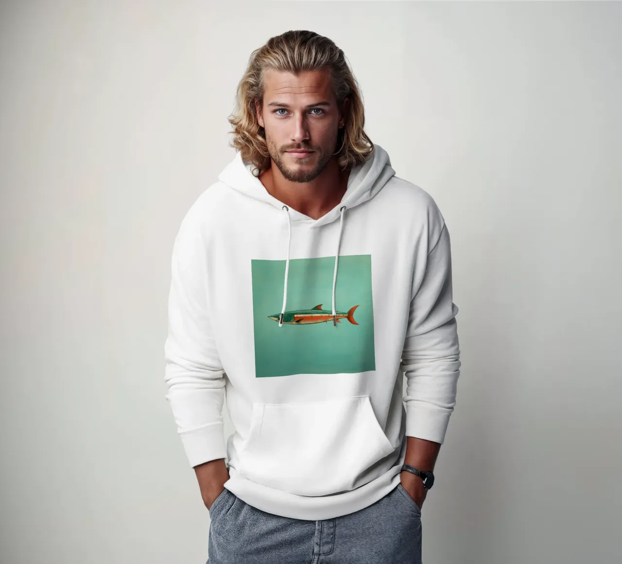 Minimal Sardine 3 felpa con cappuccio da Minimal Animal Art