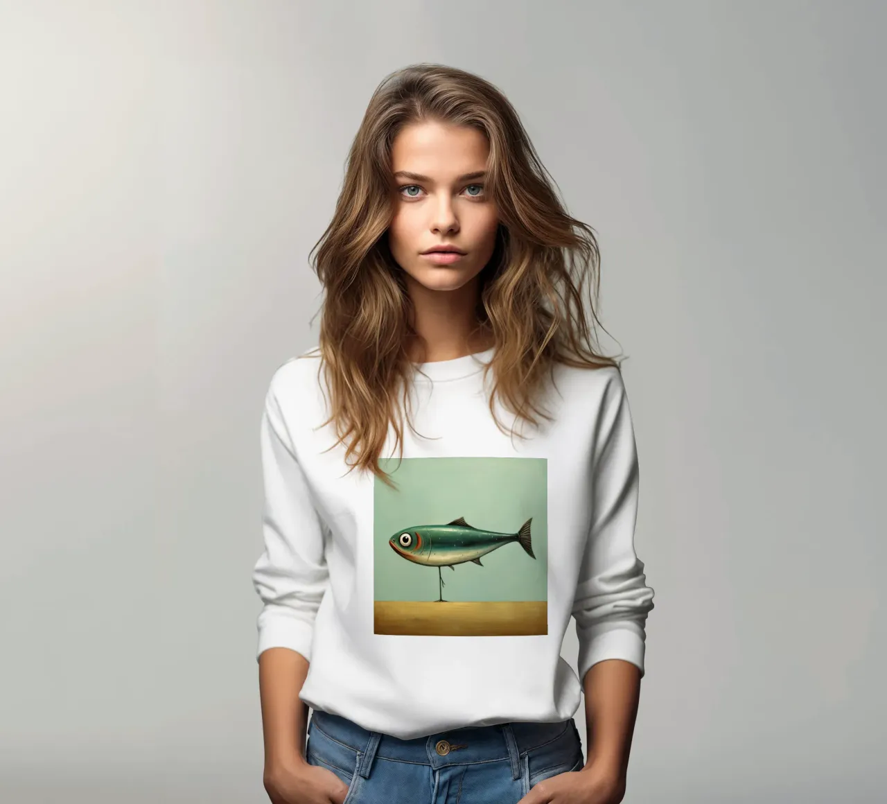 Minimale sardines 4 sweatshirt van Minimal Animal Art