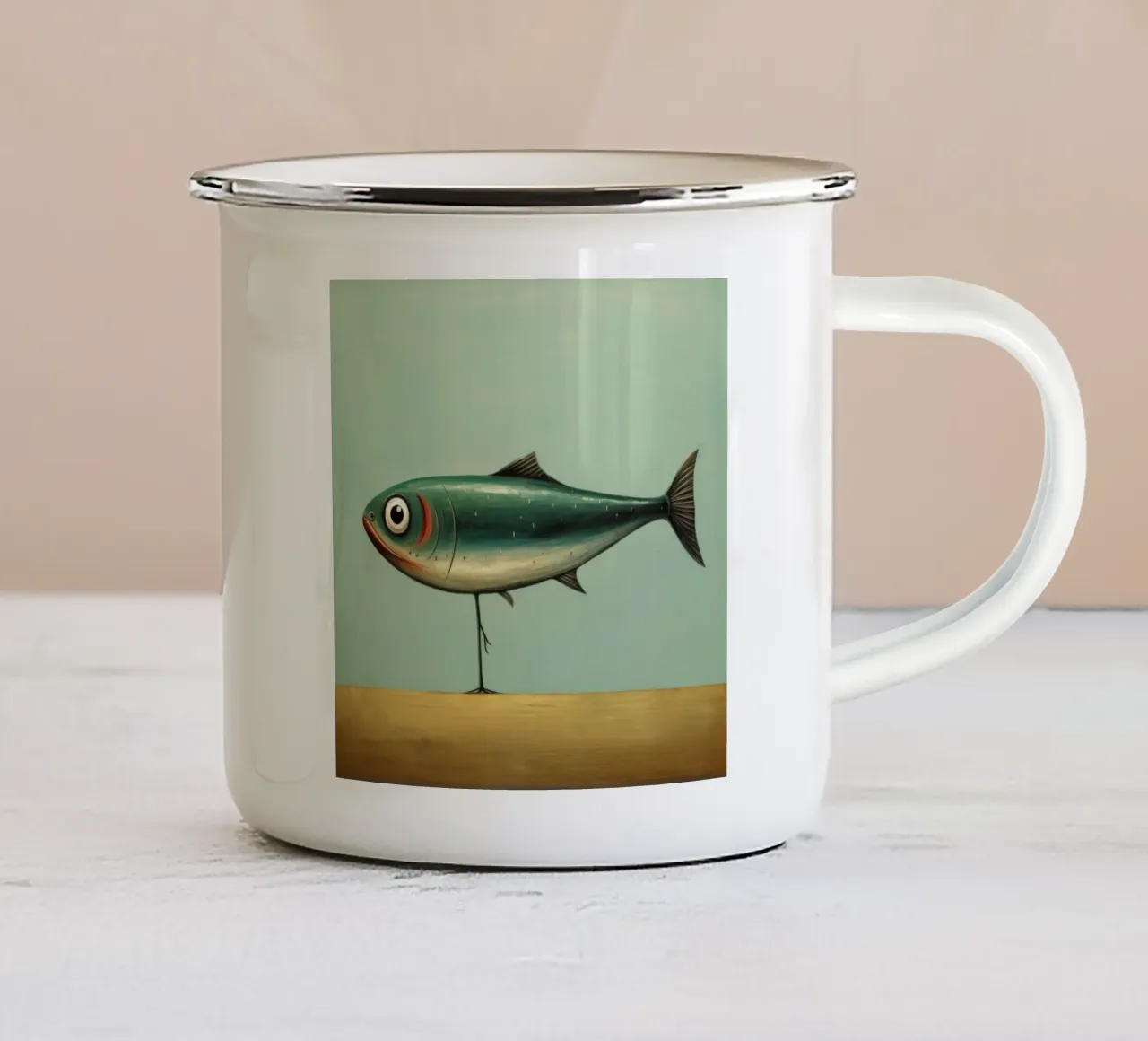 Minimal Sardine 4 tazza in smalto da Minimal Animal Art