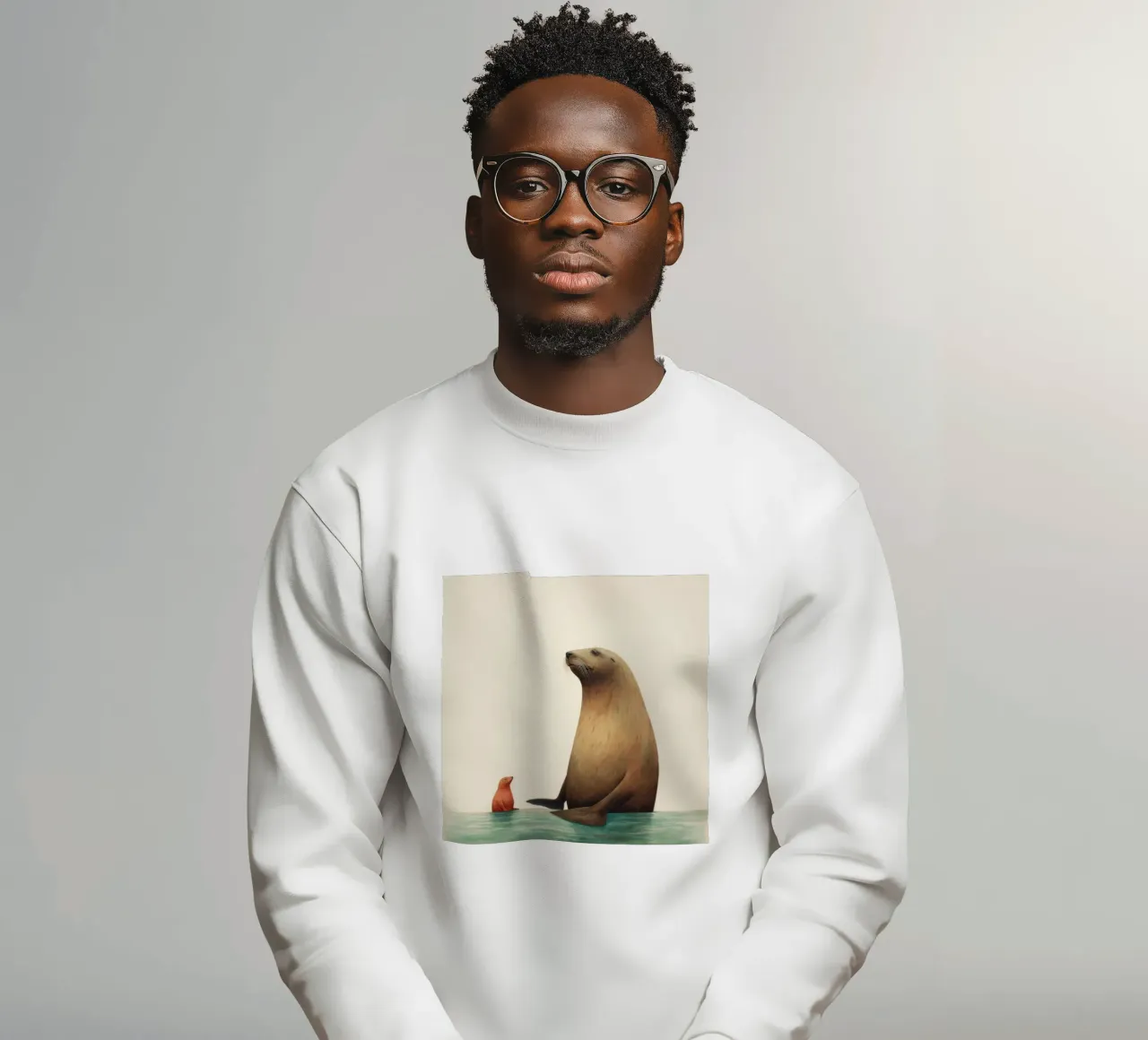 Leone marino minimo 2 felpa da Minimal Animal Art
