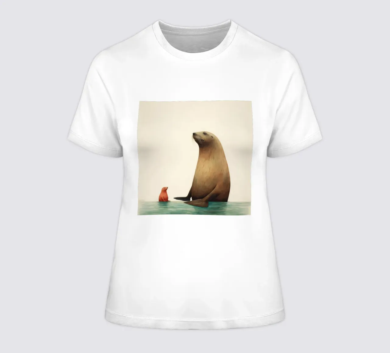 Minimal Sea Lion 2 women's fitted t-shirt by Minimal Animal Art