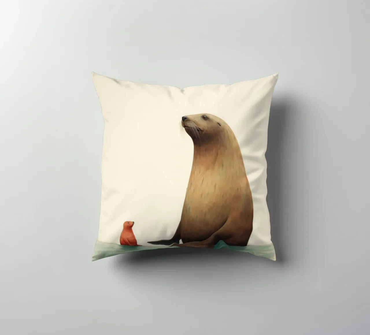 Leone marino minimo 2 cuscino da Minimal Animal Art