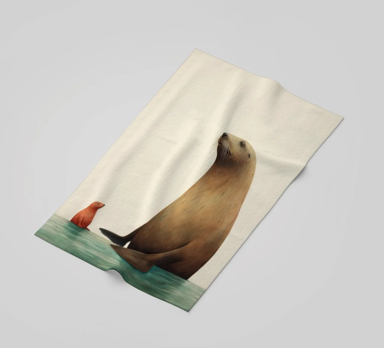Minimal Sea Lion 2 beach towel by Minimal Animal Art