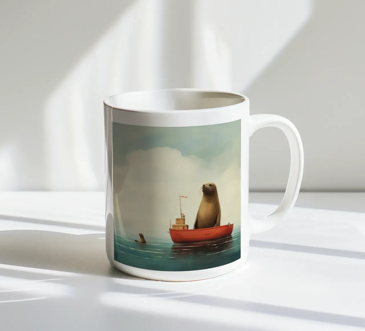 Leone marino minimo 3 tazza in ceramica da Minimal Animal Art
