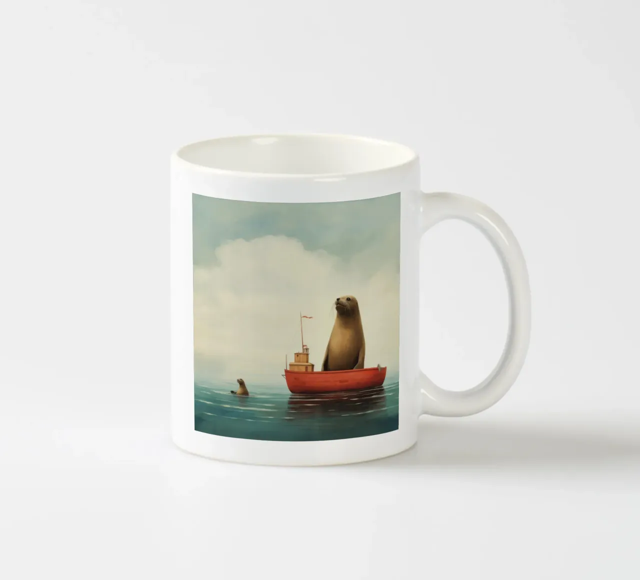 Leone marino minimo 3 tazza in ceramica da Minimal Animal Art