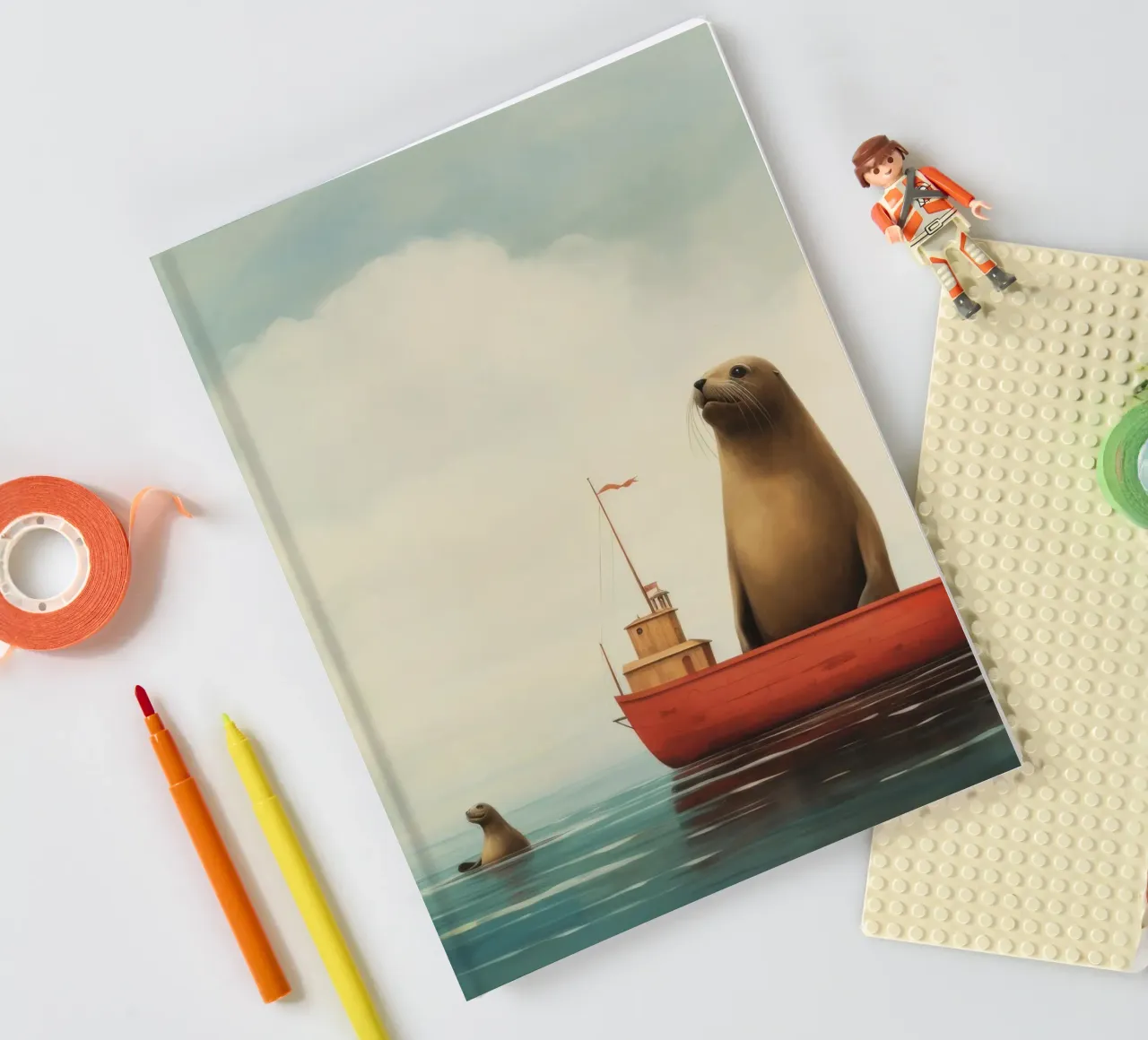 Minimal Sea Lion 3 notebook by Minimal Animal Art
