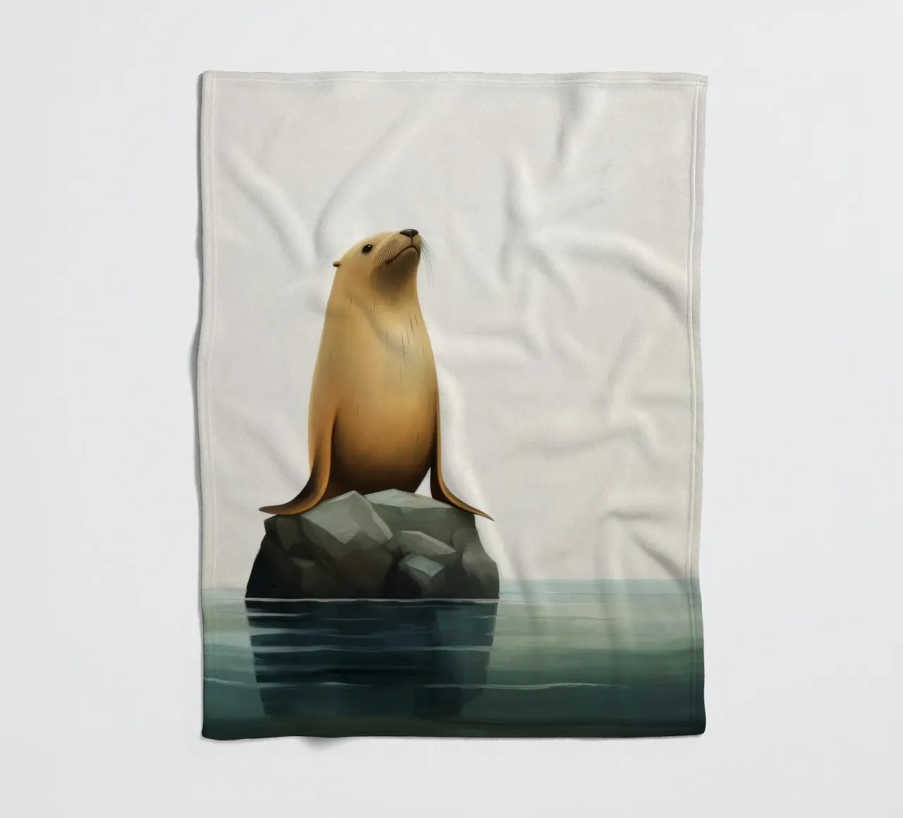 Minimal Sea Lion 4 fleece blanket by Minimal Animal Art