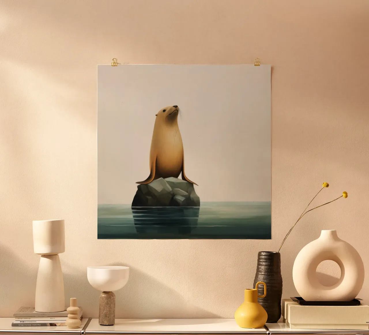 Leone marino minimo 4 carta hahnemühle da Minimal Animal Art