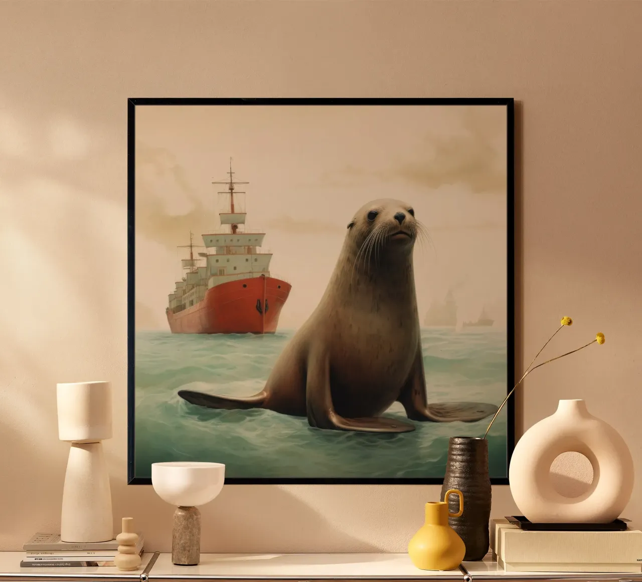 Minimal Seelöwe 1 Hahnemühle von Minimal Animal Art