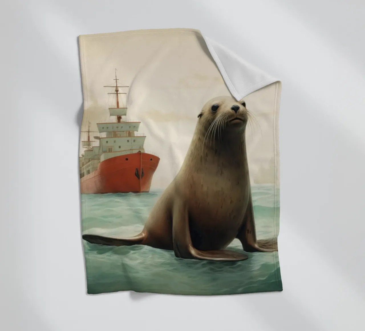 Minimal Seelöwe 1 Fleecedecke von Minimal Animal Art