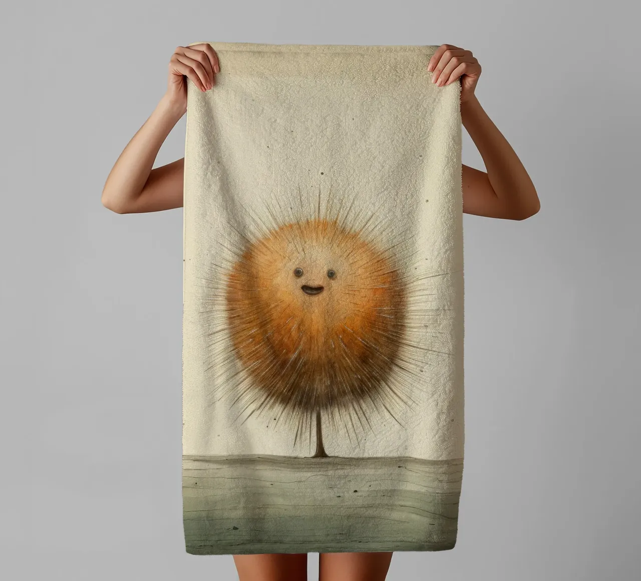 Riccio di mare minimo 2 asciugamano da bagno da Minimal Animal Art