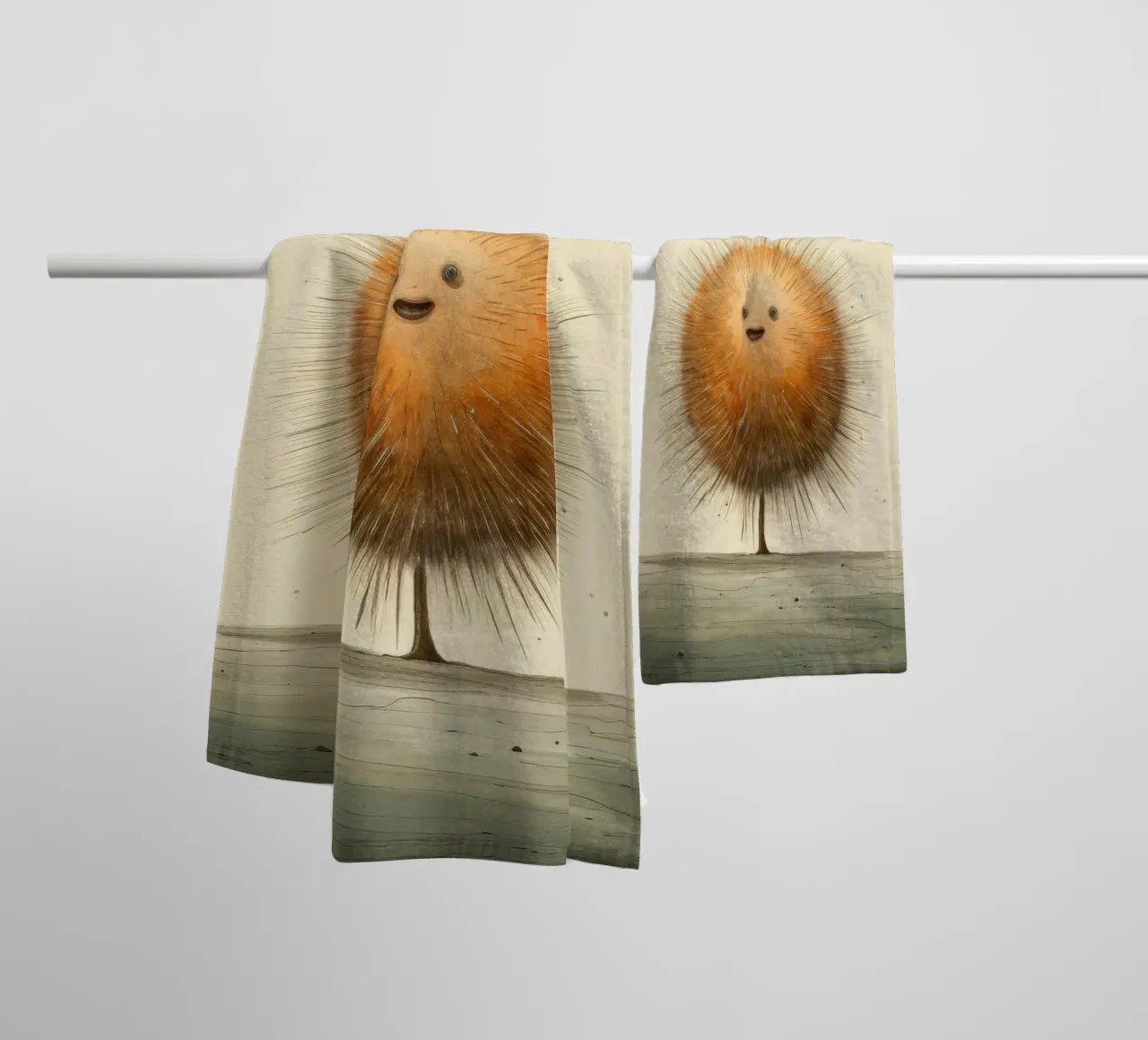 Riccio di mare minimo 2 asciugamano da bagno da Minimal Animal Art