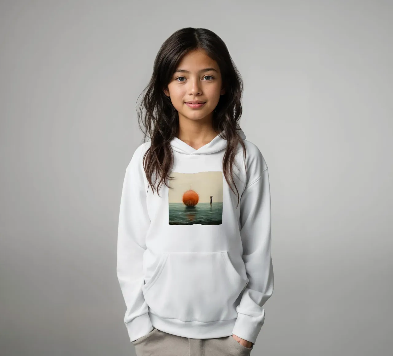 Riccio di mare minimo 4 felpa bambino con cappuccio da Minimal Animal Art