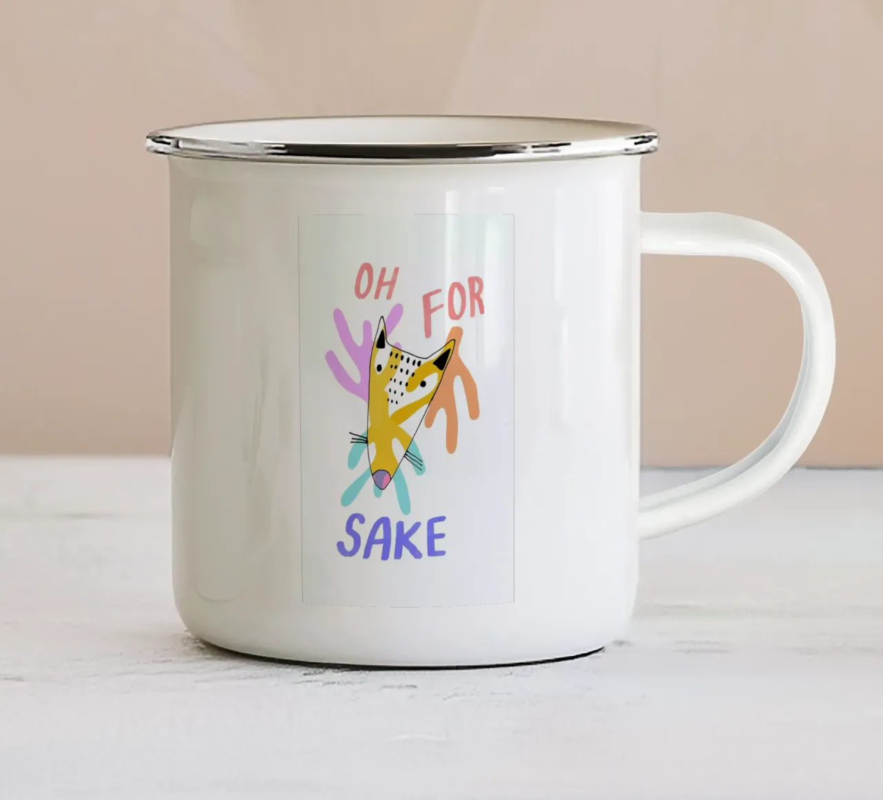 Oh for Fox Sake tazza in smalto da Vasare Nar
