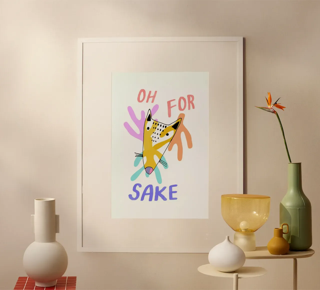 Oh for Fox Sake poster con telaio in legno da Vasare Nar