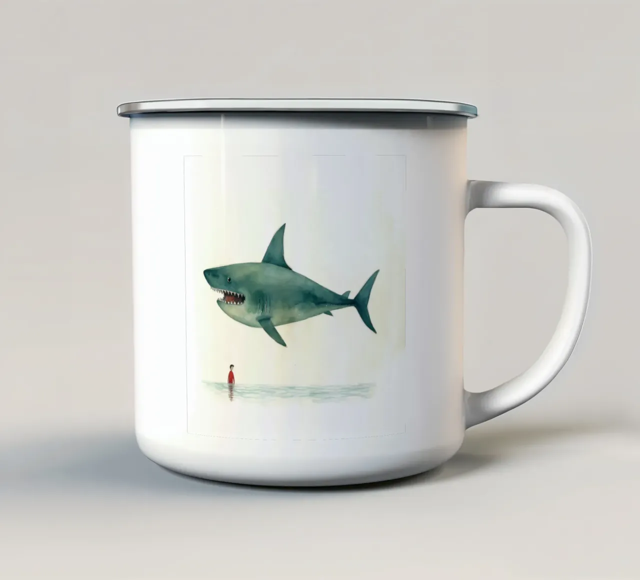 Squalo minimale 2 tazza in smalto da Minimal Animal Art