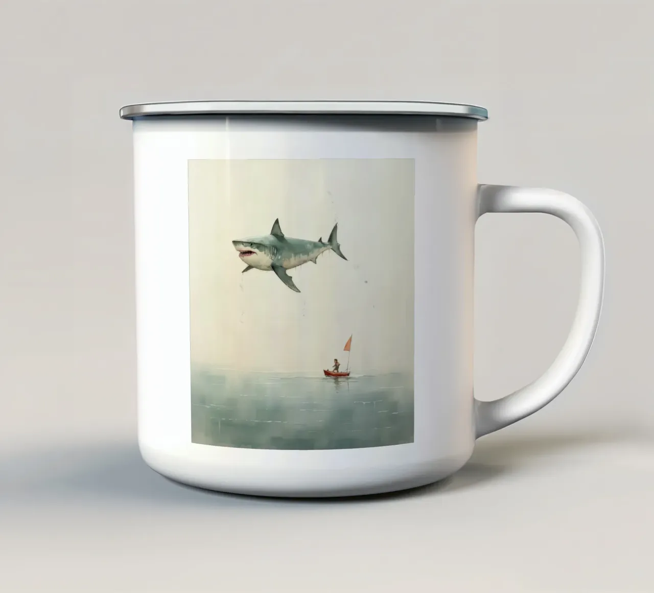 Squalo minimale 3 tazza in smalto da Minimal Animal Art