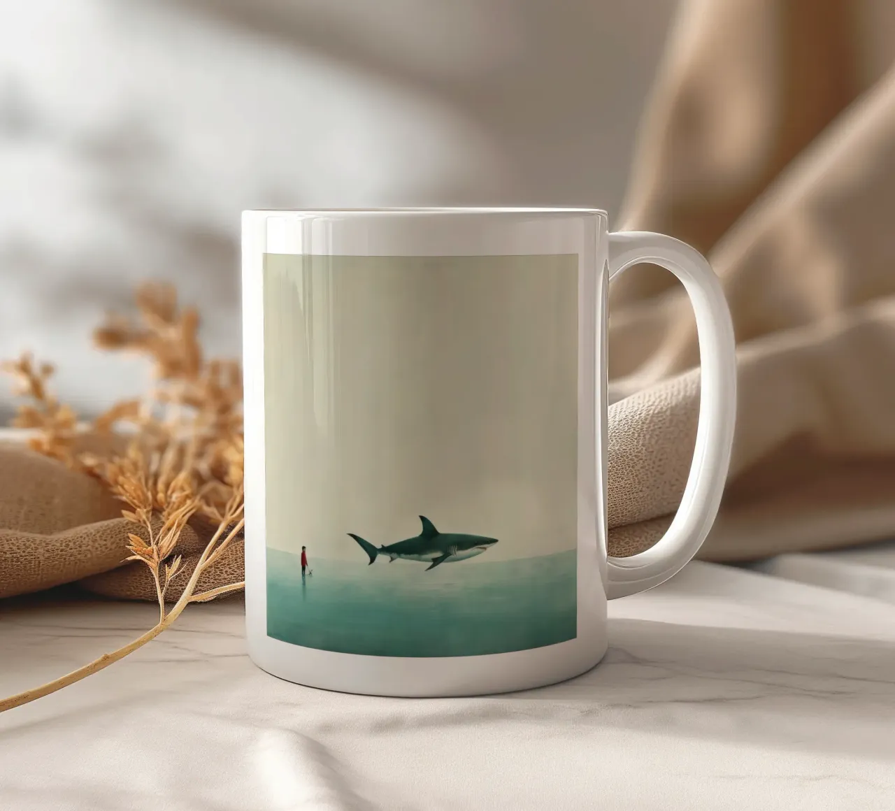 Squalo minimale 4 tazza in ceramica da Minimal Animal Art