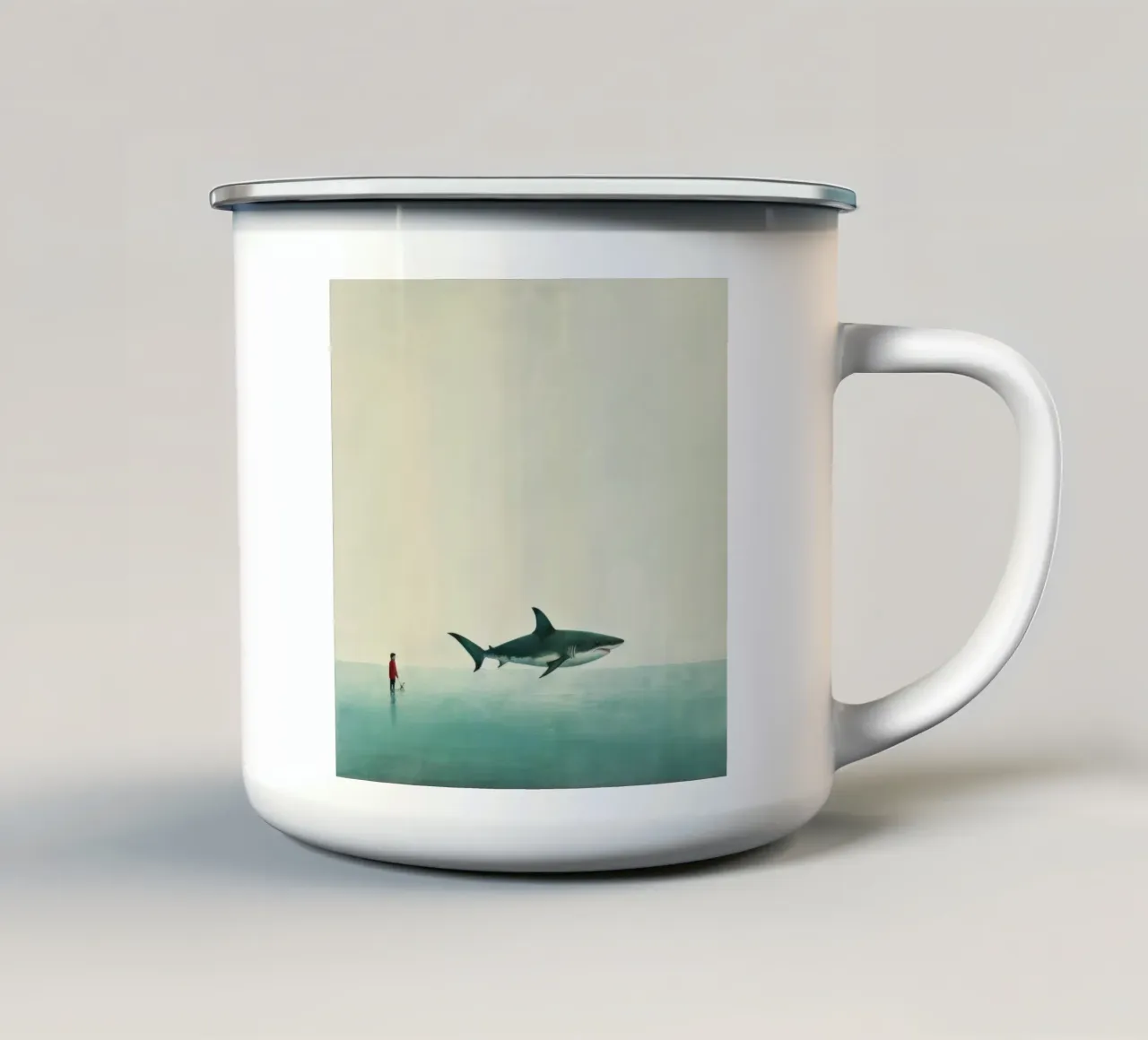 Squalo minimale 4 tazza in smalto da Minimal Animal Art