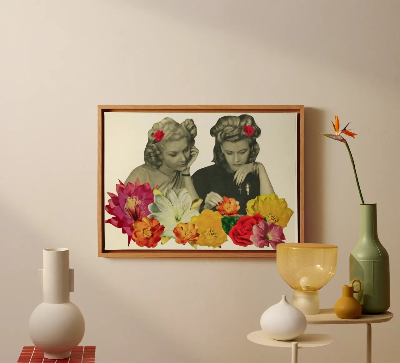 Bloemenverzamelaars canvas met Baklijst van Cassia Beck Collage