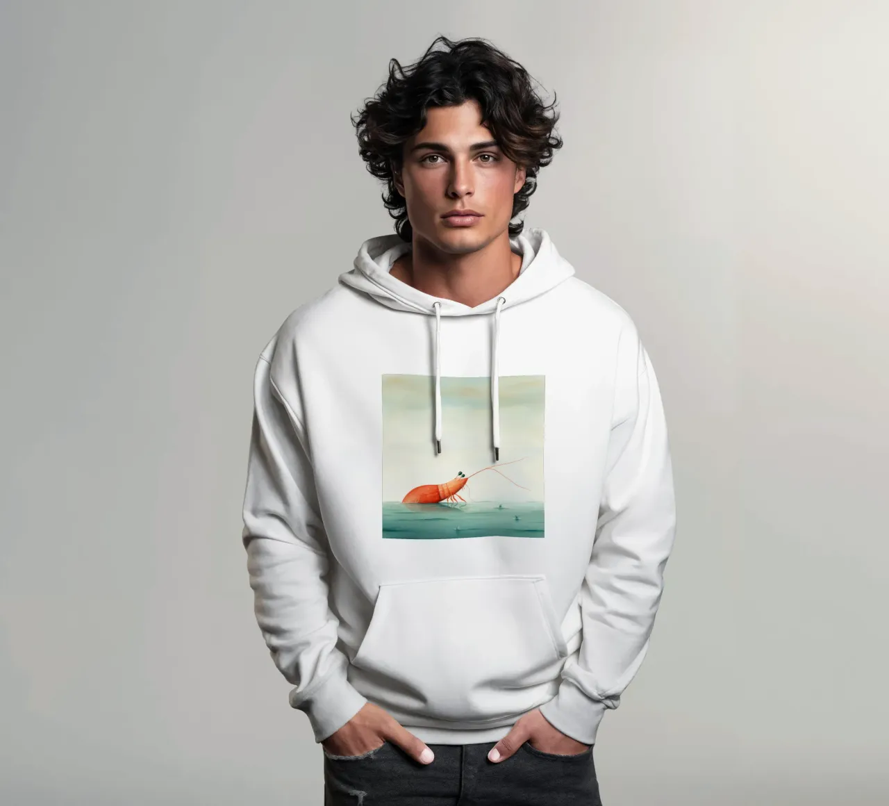 Gamberetti minimi 2 felpa con cappuccio da Minimal Animal Art