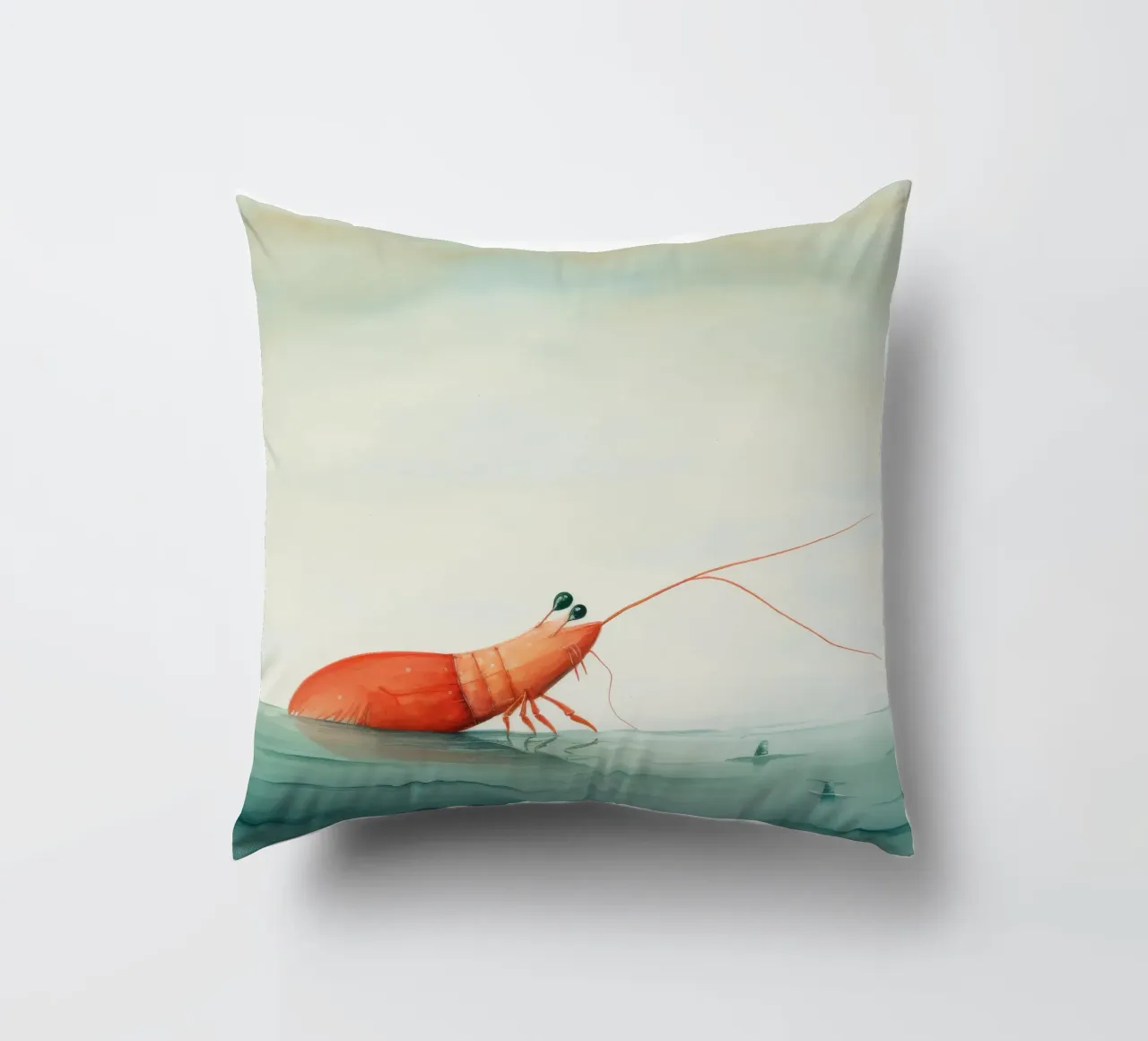 Gamberetti minimi 2 cuscino da Minimal Animal Art
